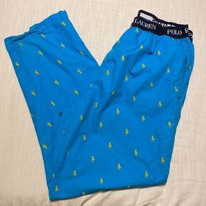 Polo Ralph Lauren All Over Pony Print Medium Pajama Pants Blue Green